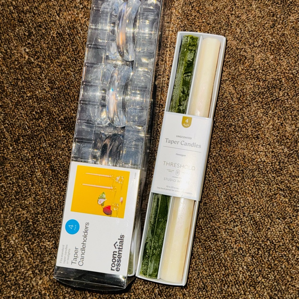 Room Essentials Candleholders and Threshold Taper Candles